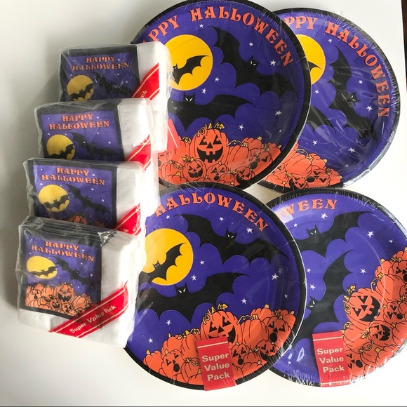 Party Supplies Vintage Halloween Paper Plates Napkins Poshmark